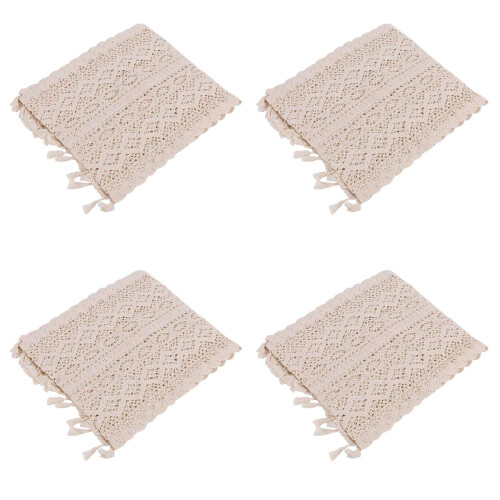 4X Elegant Cream Crochet Lace Macrame Table Runner 1