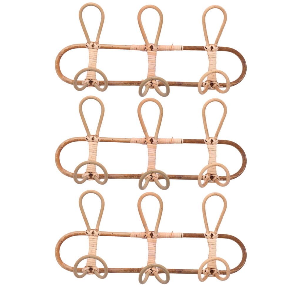3X Rattan Wall Hooks Kids Garments Organizer Rack 4851770231301