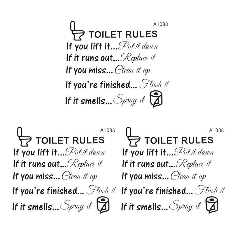 3X Toilet Rules Bathroom Removable Wall Sticker Vi Semoic