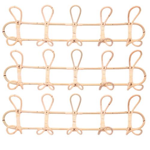 3X Large Rattan Wall Hooks Clothes Hat Hanging Hoo 1