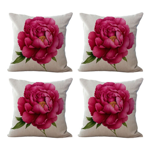 4X Vintage Floral/Flower Flax Decorative Throw Pil