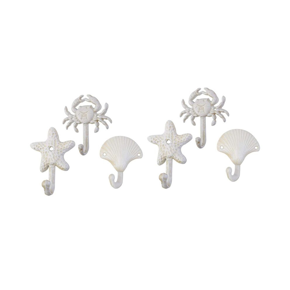 Set Of 6 Starfish Seashell Crab Cast Iron Decorati 4851770229384