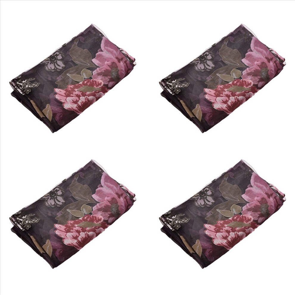 Semoic 4X Glass Door Decorative Curtain Peony Voile Tulle