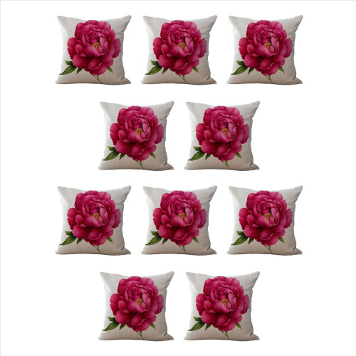 10X Vintage Floral/Flower Flax Decorative Throw Pi 1