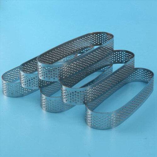 18PCS Oval Tart Ring Stainless Steel Perforated Mo 2