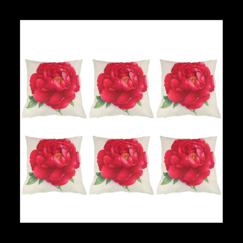 6X Vintage Floral/Flower Flax Decorative Throw Pil 1