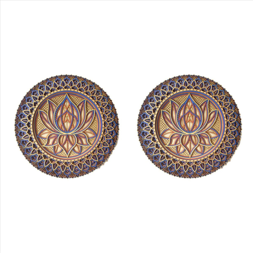 Semoic 2X Lotus Flower Mandala-Art Wall, Mandala Metal Wa