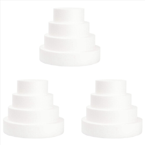 12 Pack Foam Cake Dummy for Decorating and Wedding