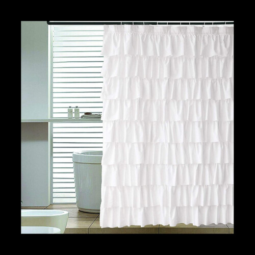 2X Ruffle Shower Curtain Home Decor Soft Polyester 2