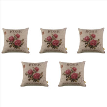 5X Vintage Floral/Flower Flax Decorative Throw Pil