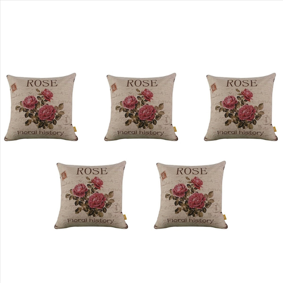 Semoic 5X Vintage Floral/Flower Flax Decorative Throw Pil