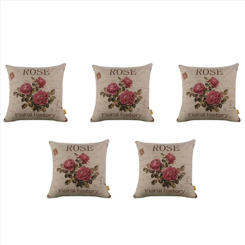 5X Vintage Floral/Flower Flax Decorative Throw Pil 1