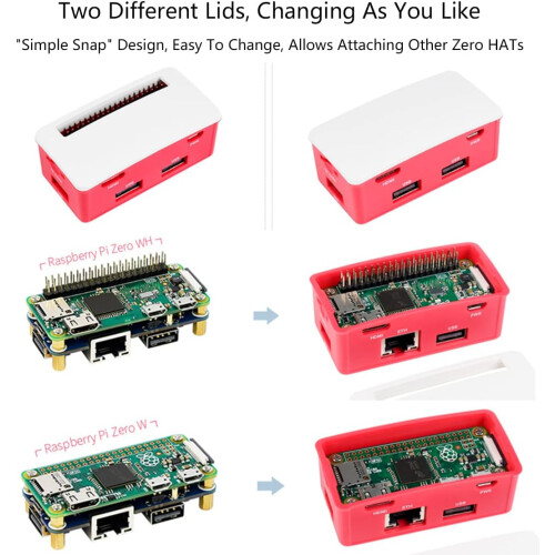Ethernet/USB HUB Box For Raspberry Pi Zero 2W/2WH/Zero W/Zero WH/Zero, ABS Case, 1x RJ45 Ethernet, 3x USB 2.0/1.1 Ports 1