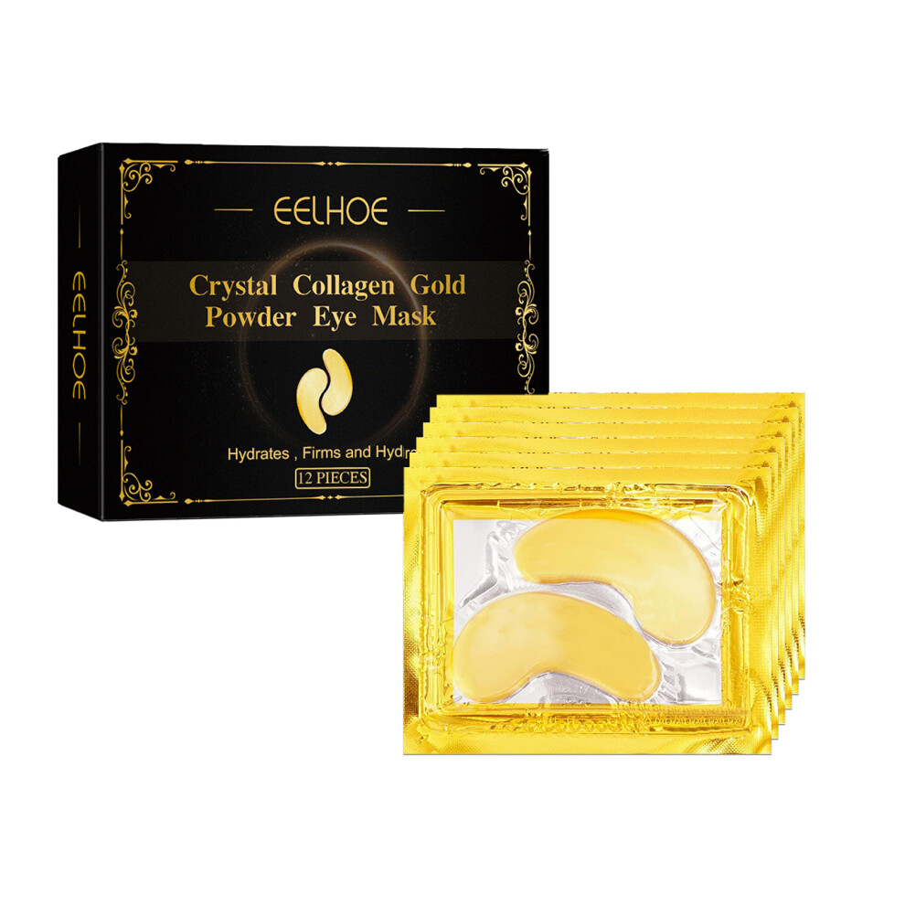 Gold 12Pcs Crystal Collagen Powder Eye Masks Hydrating Firming Anti Wrinkle Eye Patches