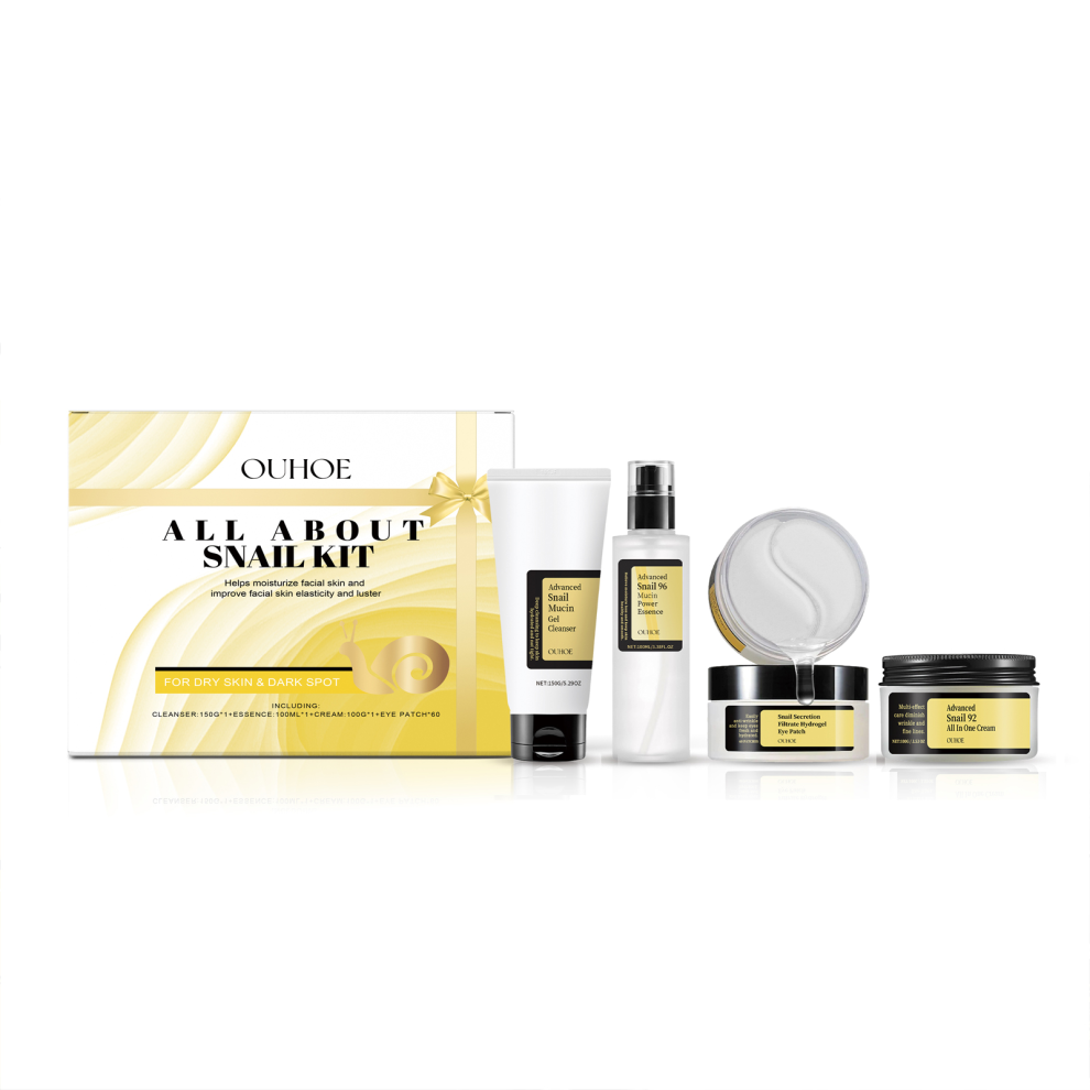 All About Snail Mucin Kit Face Cream, Essence Toner, Cleansing Gel, and Eye Mask Facial Kit Moisturizing Hydrating