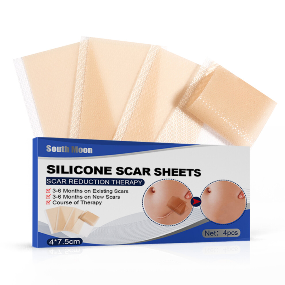 4Pcs Silicone Scar Sheets Self Adhesive Burn Wound Healing Skin Smoothing Patches