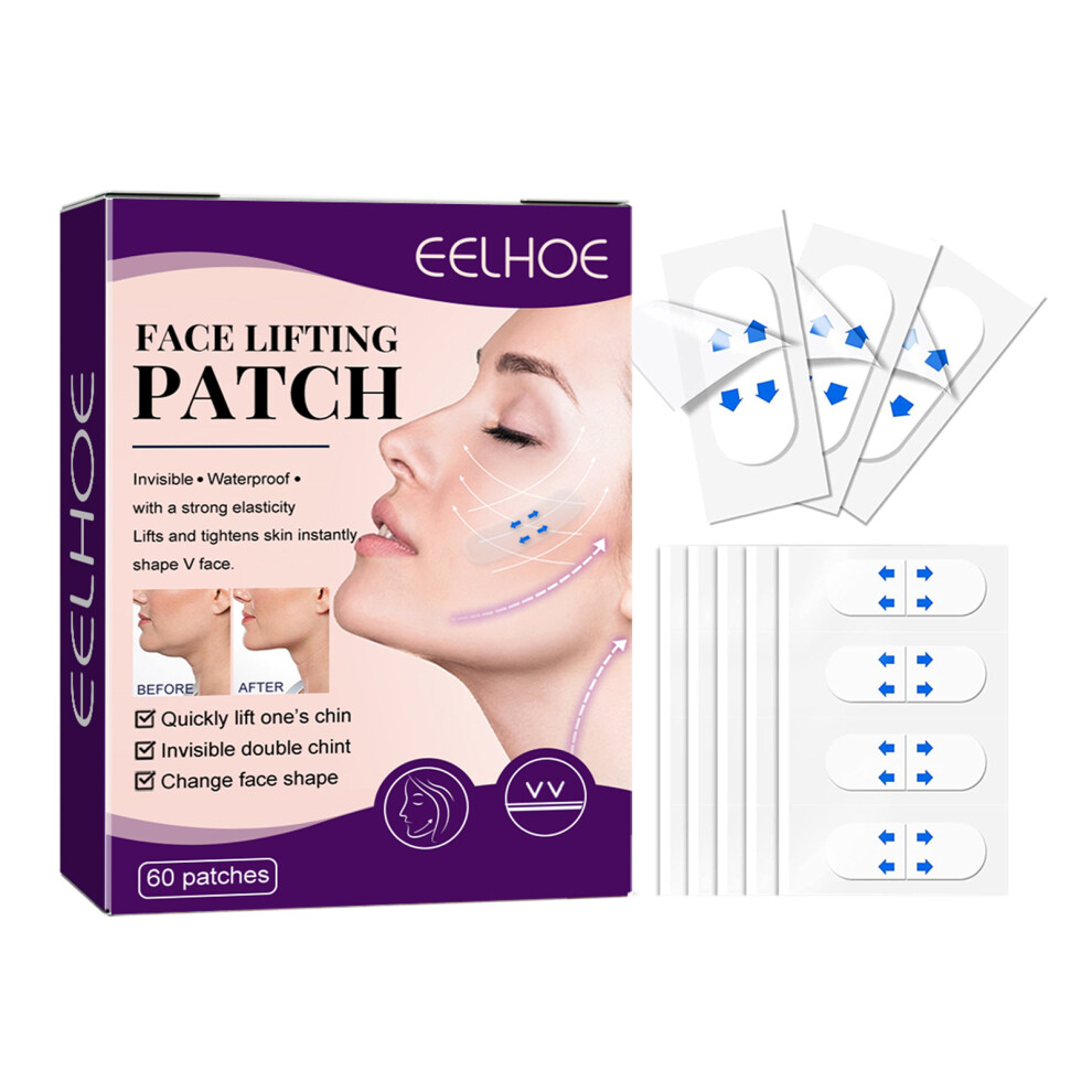 60PCS Invisible Face Lift Tape V Shape Firming Tightening Patches for Anti Wrinkle Jawline Sculpting
