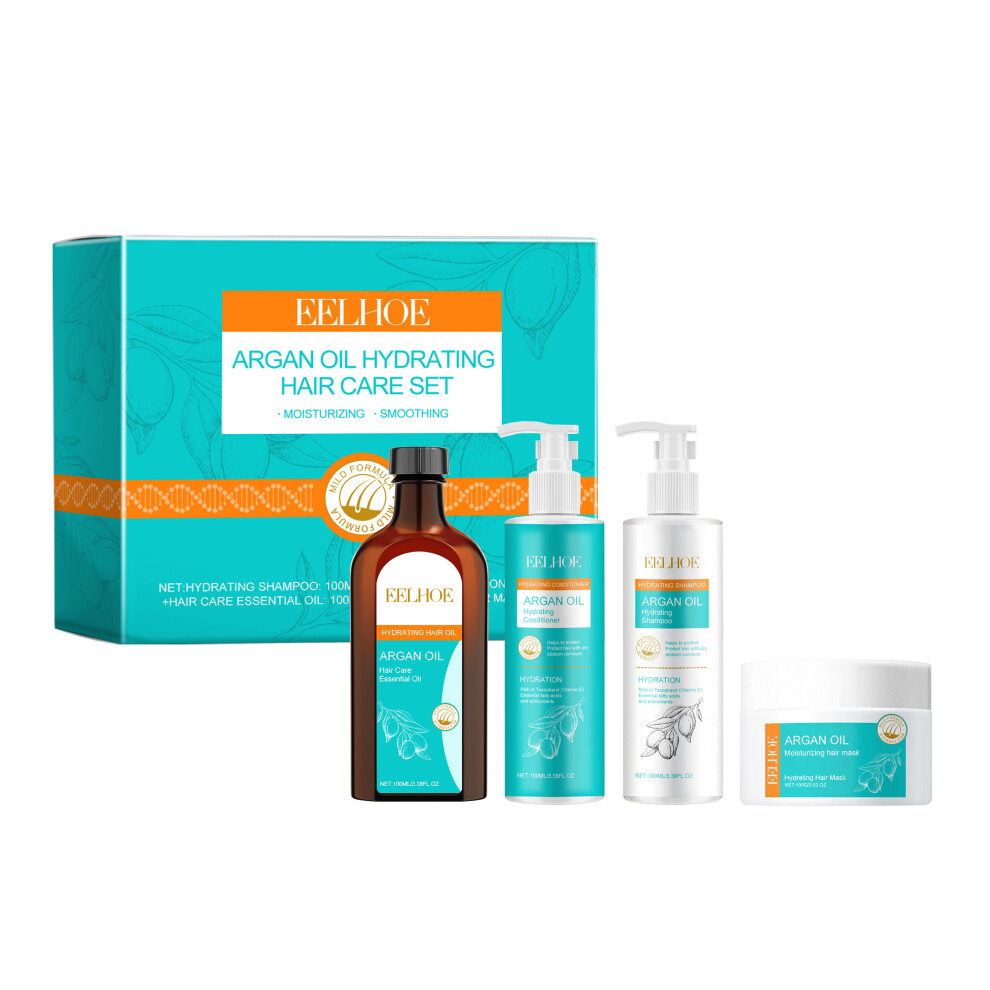 Moroccan Argan Oil Hair Care Set Mask, Shampoo, Oil and Conditioner for Damaged, Dry, Frizzy Hair