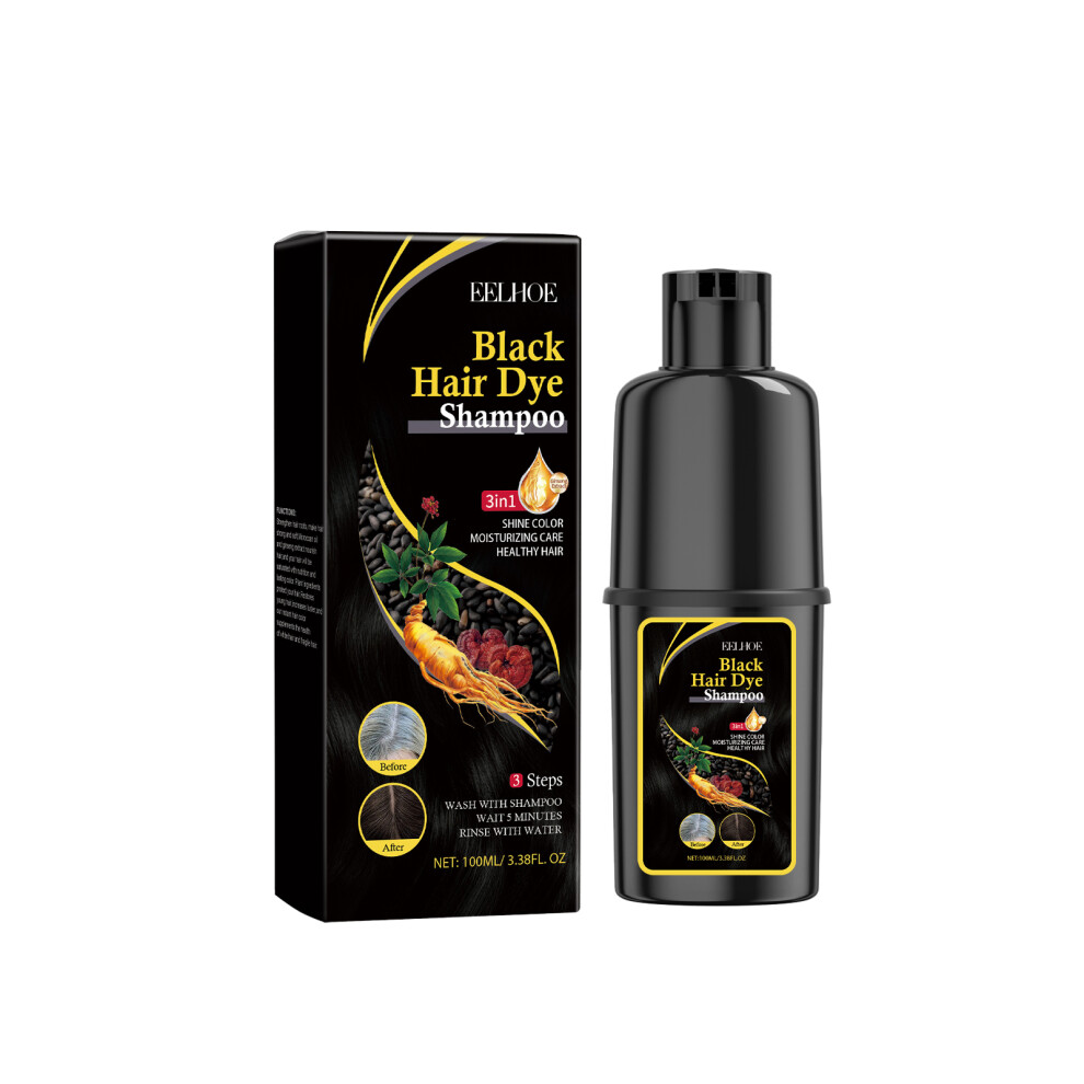Black Natural Hair Dye Shampoo 100Ml Instant Hair Shampoo For Women Men, Long Lasting