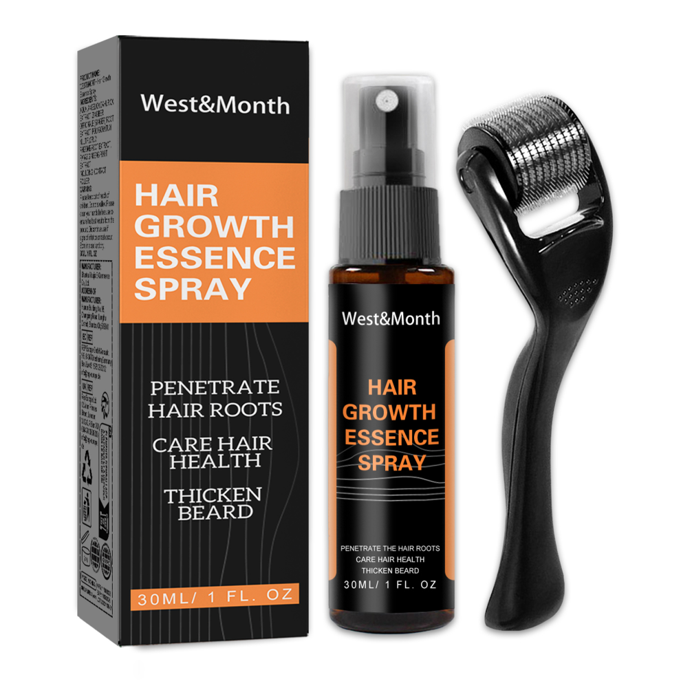 Hair Growth Essence Spray with Roller Ginger Polygonum Serum for Thinning Hair Strengthening