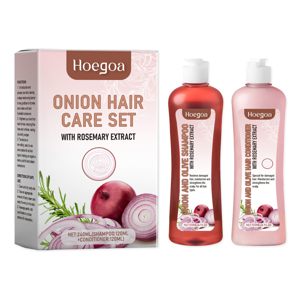 Onion Rosemary Shampoo and Conditioner Set Dry Frizzy Hair Smooth Shine Treatment Nourishing Repair