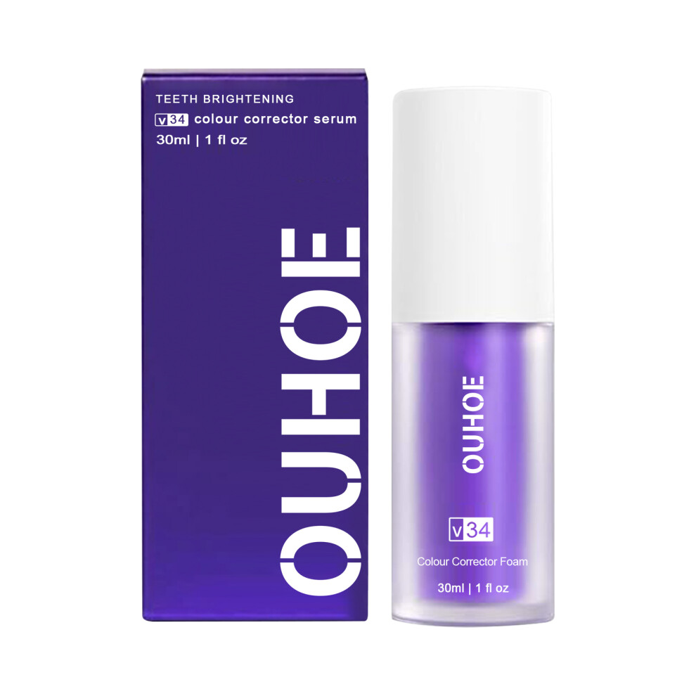 Purple V34 Color Corrector Serum 30Ml Toothpaste Tooth Stain Concealer Teeth Whitening Booster