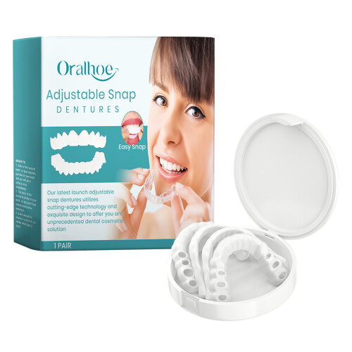 Adjustable Snap-On Dentures Silicone Comfort Fit Customizable Size Dental Care Device