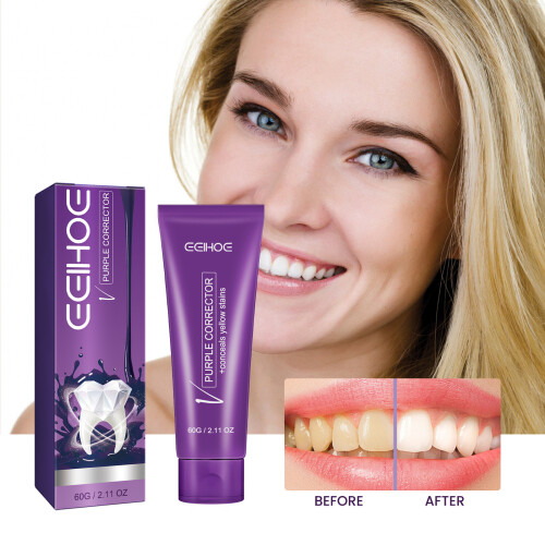 60g Purple Whitening Toothpaste Deep Stain Remover Toothpaste Deep Clean Gum Care 1