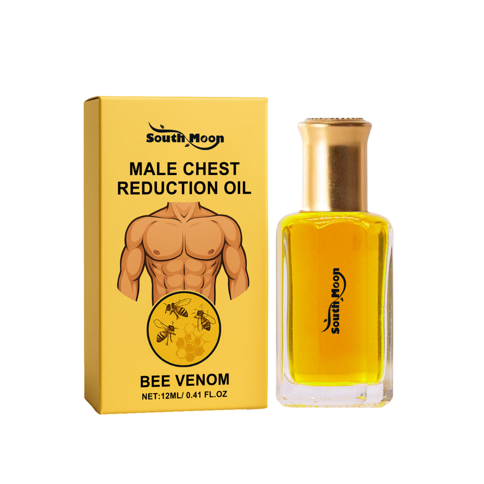 Male Chest Reduction Oil 12ml with Vitamin E Bee Venom Nourishing Massage Enhancing Contour