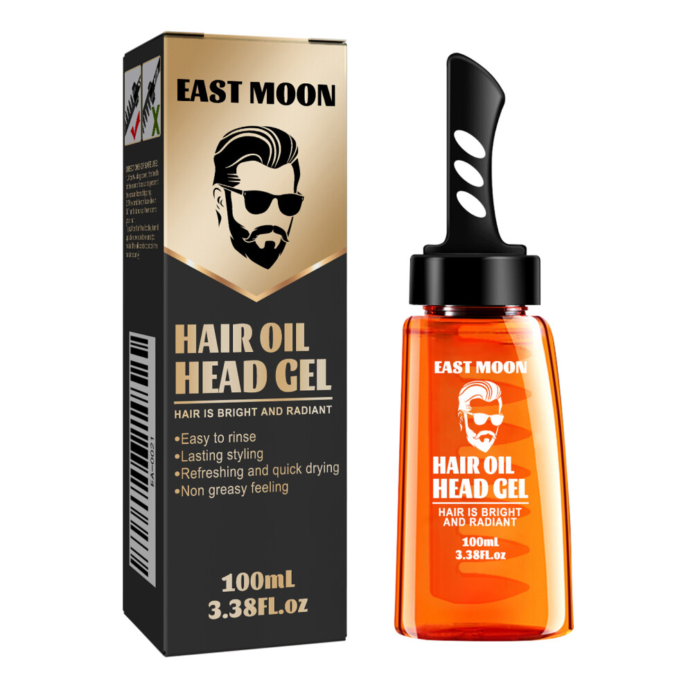 Hair Oil Head Gel 2-in-1 Hair Wax Gel with Comb and Styling Oil Moisturizing, Long-Lasting