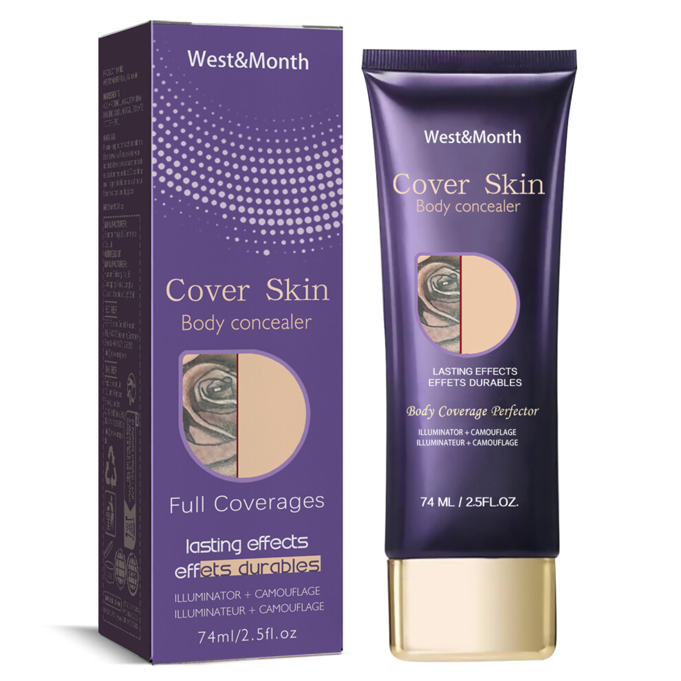Body Concealer 74ml Waterproof Cover Up for Tattoos Scars Birthmarks Skin Brightening