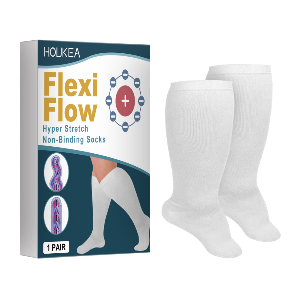 HKB05-A017-1-WH1 1 Pair Super Elastic Breathable Socks Relieve Leg Swelling Varicose Veins Care Socks
