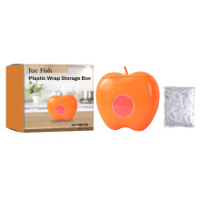 50Pcs Kitchen Plastic Wrap Food Cover Cling Film with Apple Shape Dispenser Box