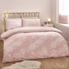 (Double, Pink) Catherine Lansfield Baby It's Cold Outside Duvet Cover Set Bedding Christmas Pink