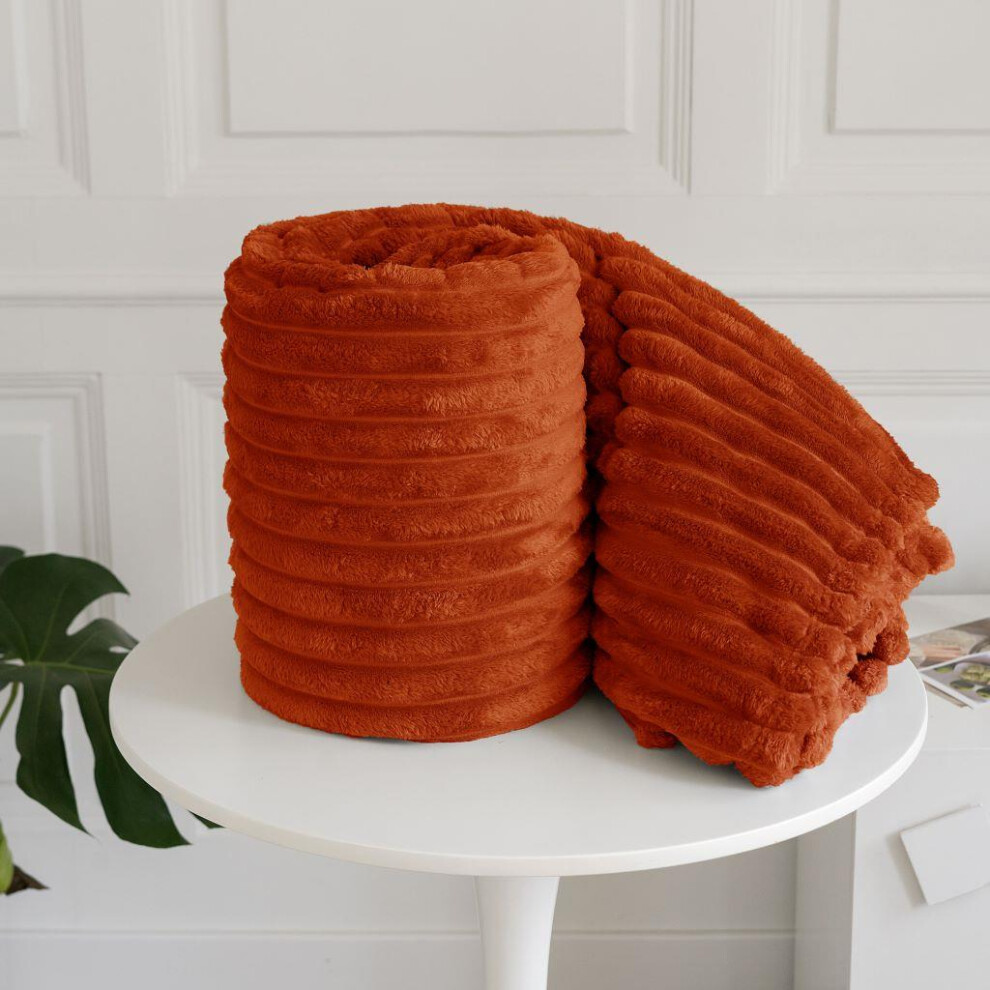 Kampala Hill (200X240cm, ) Chunky Cord Blanket For Sofa Chair Bed Throw Throwover Orange