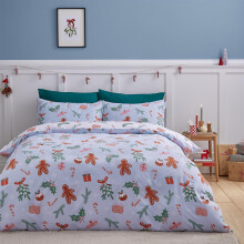 (Single, Multi) Catherine Lansfield Christmas Gingerbread Duvet Cover Set Bedding Bed Set Multi