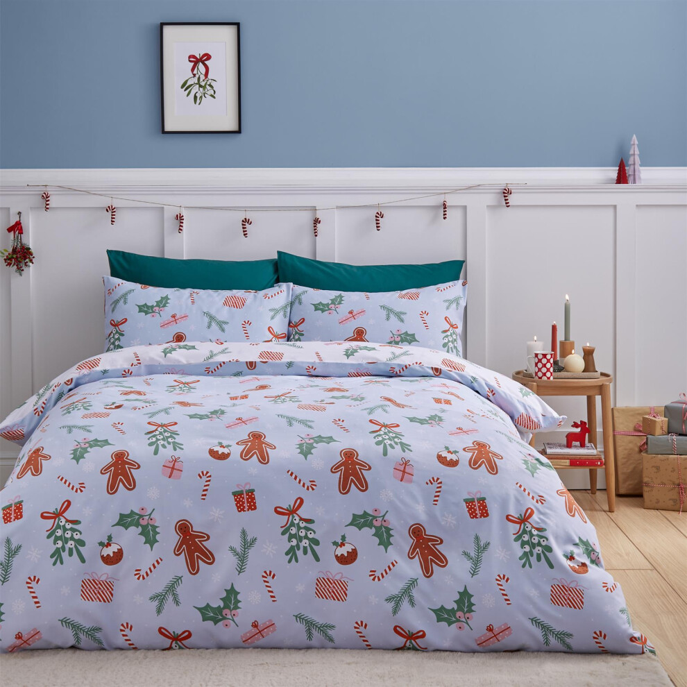 Catherine Lansfield (Single, Multi) Christmas Gingerbread Duvet Cover Set Bedding Bed Set Multi - Image 9