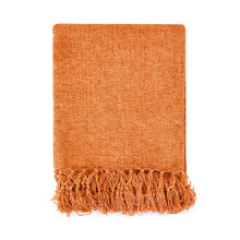 (130x150cm, Burnt Orange) Darcy Tassel Blanket for Sofa Chair Bed Throw Throwover