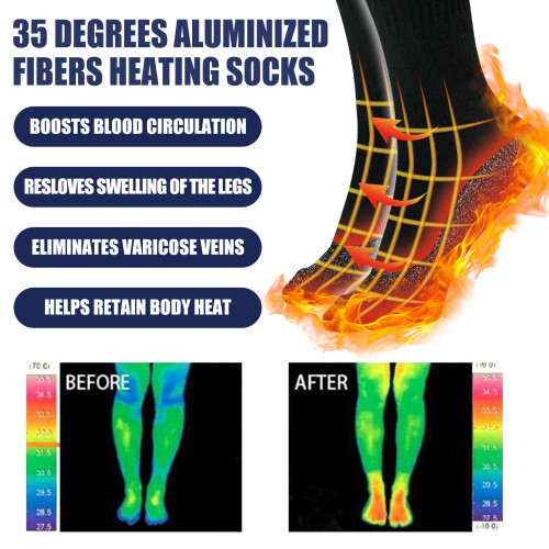 35 Degree Celsius Aluminized Fiber Heating Socks Self Heating Winter Foot Warmer 2