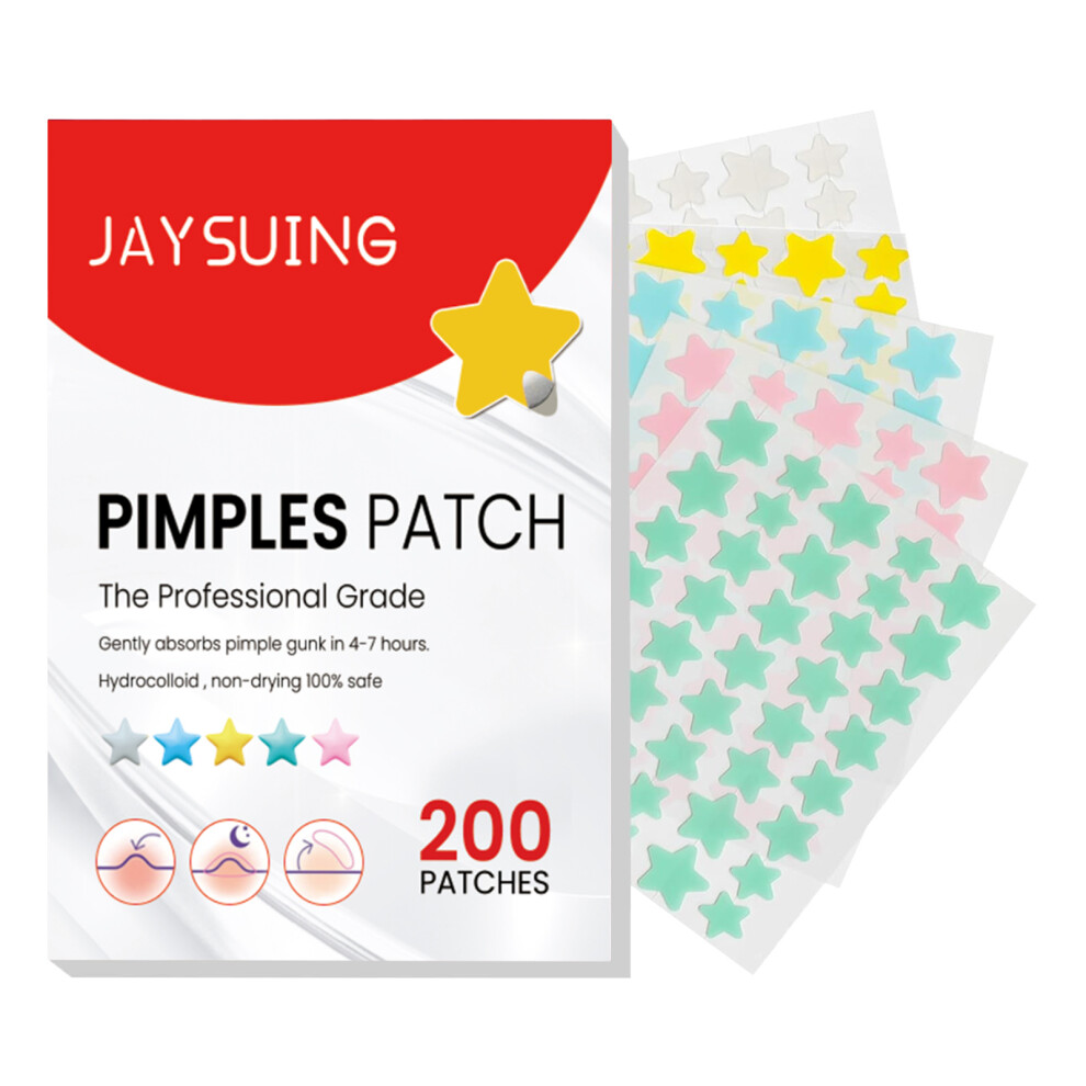 200PCS Pimple Patches for Face Hydrocolloid Acne Patches Star Zit Covers Colorful Spot Stickers