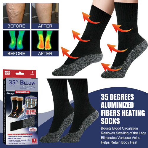 35 Degree Celsius Aluminized Fiber Heating Socks Self Heating Winter Foot Warmer 1