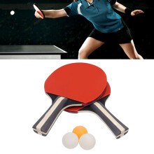 Pingpong Paddle Ball Set 2 Pcs, 25.5cm, Wood & Rubber, Black