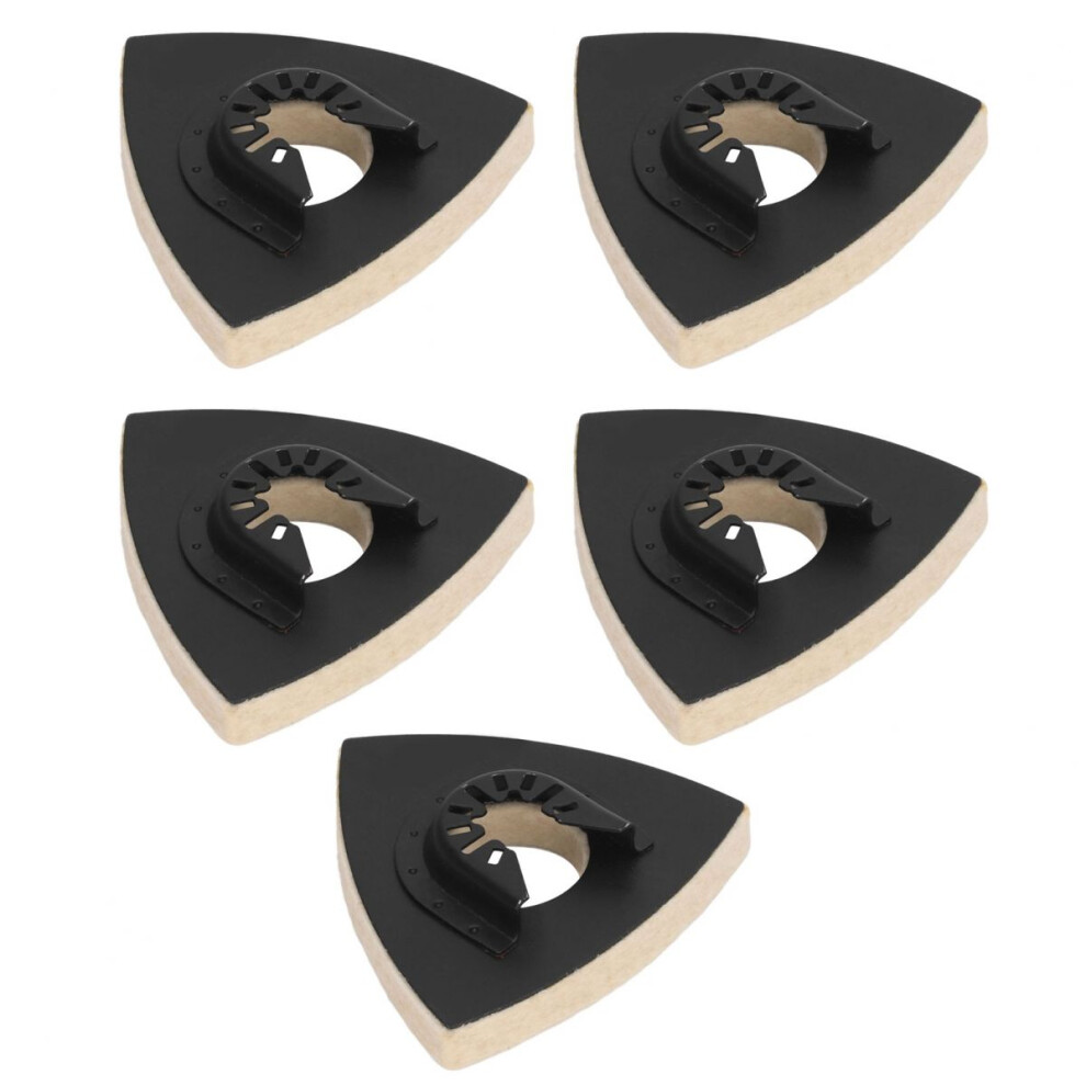 Gold/Silver 5Pcs Wool Polishing Pad With Alloy Steel Base Triangular Felt Buffing Pad For Oscillating Tool