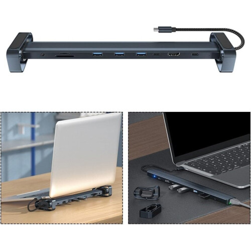 USB C Hub Adapter With 4K HD Video Output, Ethernet Port, And Card Reader For Enhanced Connectivity 1