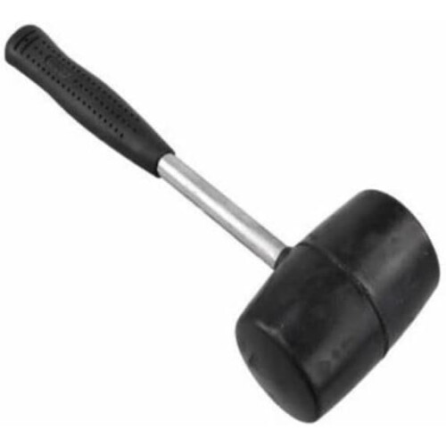 Rubber Mallet 16oz Steel Shaft Rubber Grip Camping Tools DIY Solid Head 1