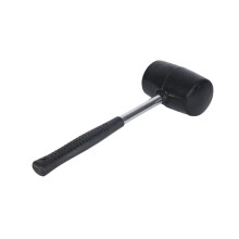 750g Steel Handle Rubber Hammer For Tile Installation, Black, Shock-Resistant Mallet For Woodworking And Flooring