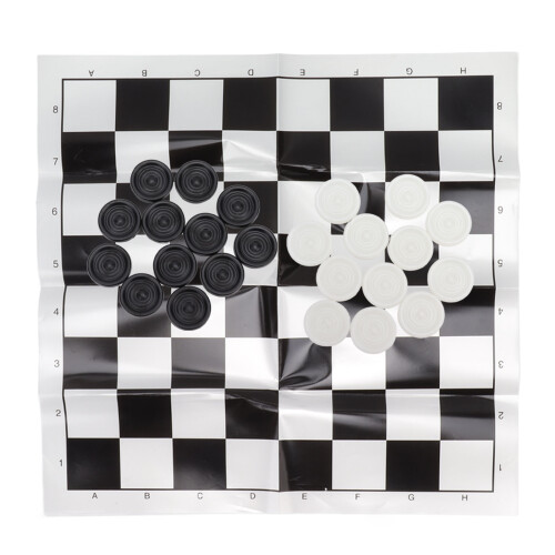 Stackable Checkers Set with Transparent Box, 23mm Plastic Pieces for Ages 3+