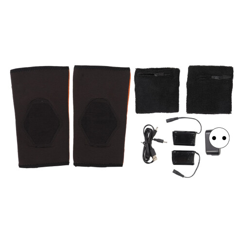 Heated Elbow Brace with 2x 2000mAh Batteries, Elastic Cotton Polyester, Orange Wrist, EU Plug 1