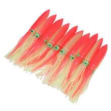 10 Stück Leuchtende Pinke Silikon-Tintenfisch Lockstoffe 30cm Angelköder mit Haken
