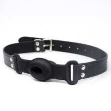Game Silicone Mouth Ball Gag Ball With Adjustable Leather Strap Model B125 Black